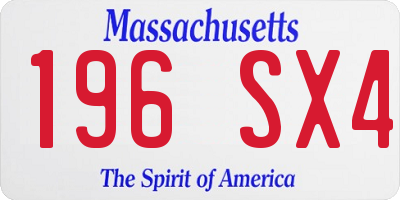 MA license plate 196SX4