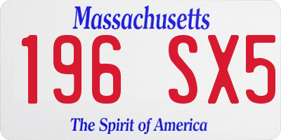 MA license plate 196SX5