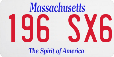 MA license plate 196SX6