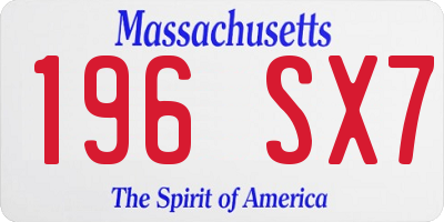 MA license plate 196SX7