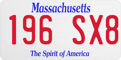 MA license plate 196SX8