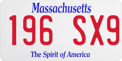 MA license plate 196SX9