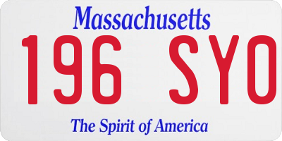 MA license plate 196SY0