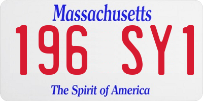 MA license plate 196SY1