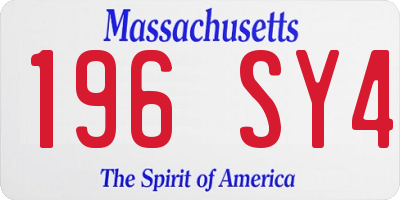 MA license plate 196SY4