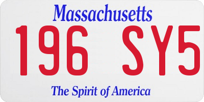 MA license plate 196SY5