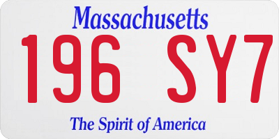 MA license plate 196SY7