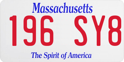 MA license plate 196SY8