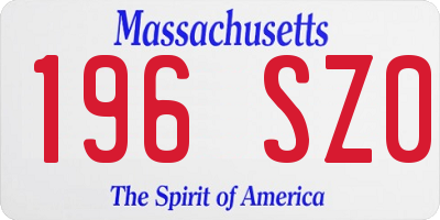 MA license plate 196SZ0