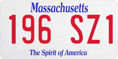 MA license plate 196SZ1