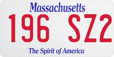 MA license plate 196SZ2