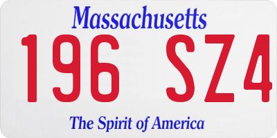 MA license plate 196SZ4