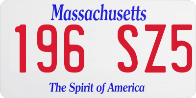 MA license plate 196SZ5