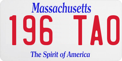 MA license plate 196TA0