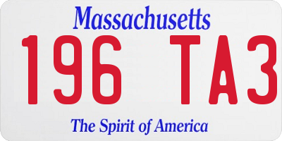 MA license plate 196TA3