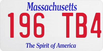 MA license plate 196TB4