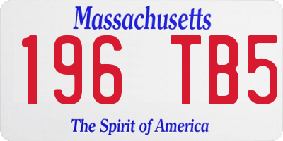 MA license plate 196TB5