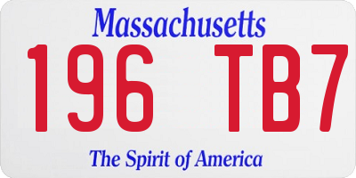 MA license plate 196TB7
