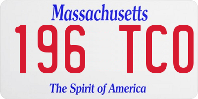 MA license plate 196TC0