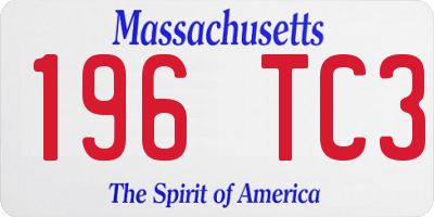 MA license plate 196TC3