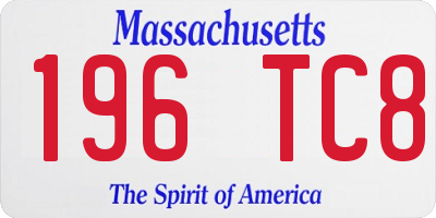 MA license plate 196TC8