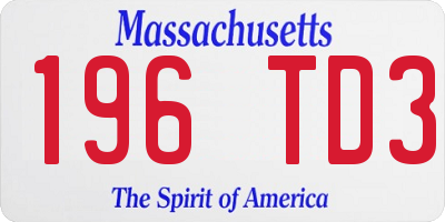 MA license plate 196TD3