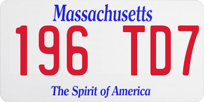 MA license plate 196TD7