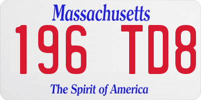 MA license plate 196TD8