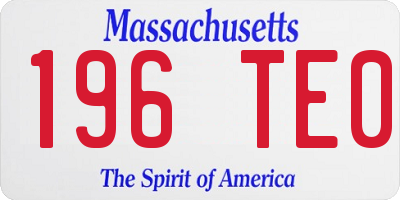 MA license plate 196TE0