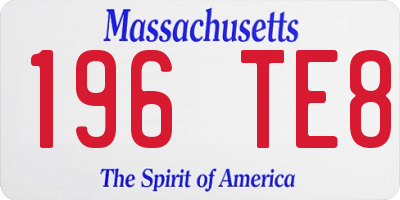 MA license plate 196TE8