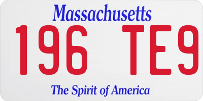 MA license plate 196TE9