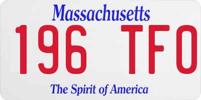MA license plate 196TF0