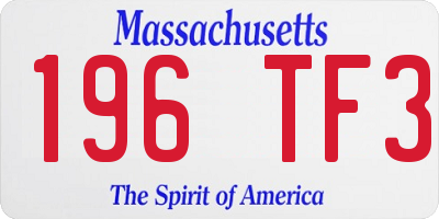 MA license plate 196TF3