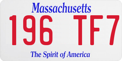 MA license plate 196TF7
