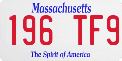 MA license plate 196TF9