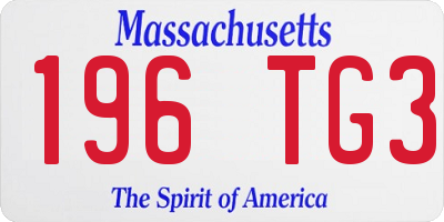 MA license plate 196TG3