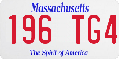 MA license plate 196TG4