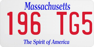 MA license plate 196TG5