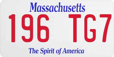 MA license plate 196TG7