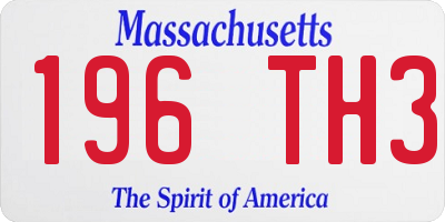 MA license plate 196TH3