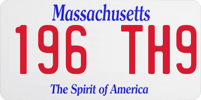 MA license plate 196TH9