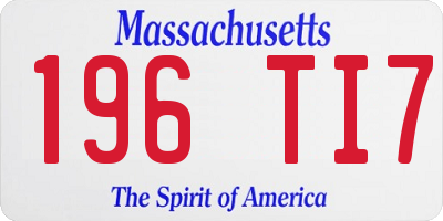 MA license plate 196TI7