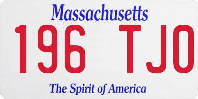 MA license plate 196TJ0