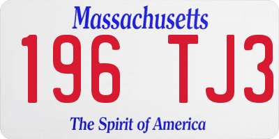 MA license plate 196TJ3