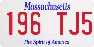 MA license plate 196TJ5