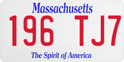 MA license plate 196TJ7