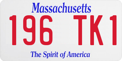 MA license plate 196TK1