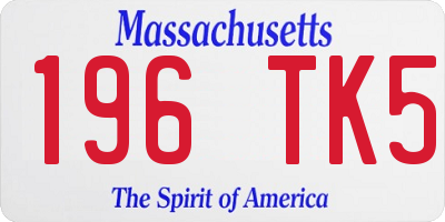 MA license plate 196TK5