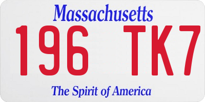 MA license plate 196TK7