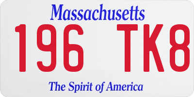 MA license plate 196TK8